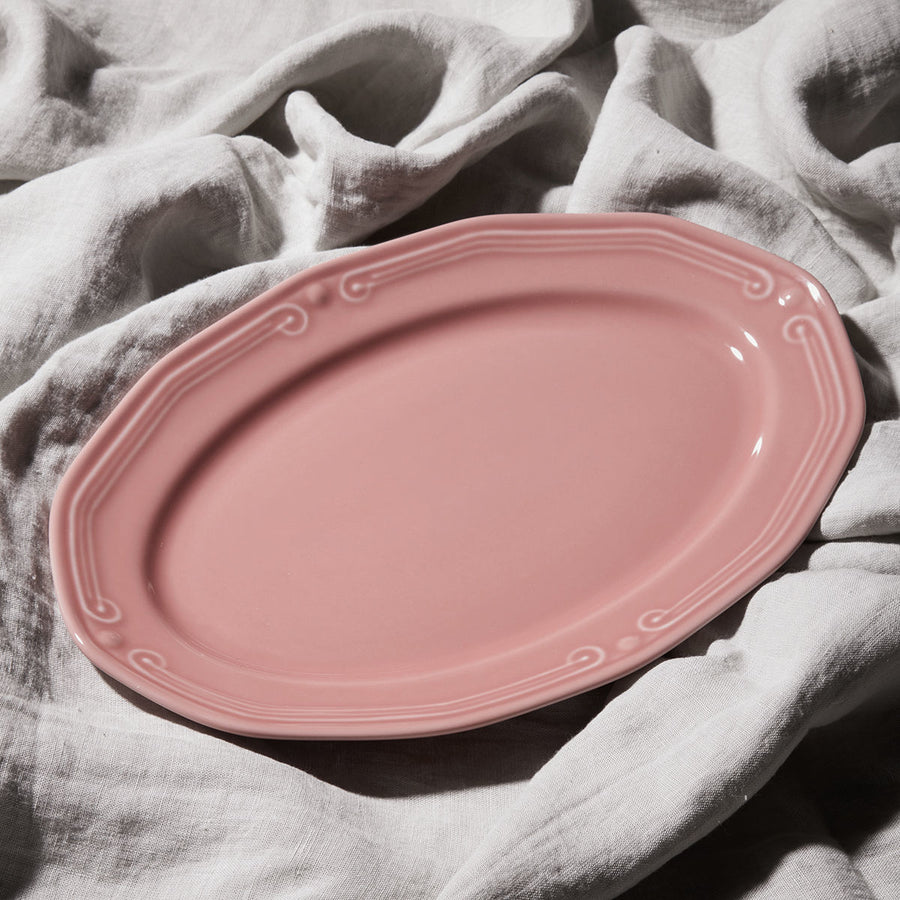 Πιατέλα Οβάλ Athenee Πορσελάνινη Ανάγλυφη 36cm Rose Estia