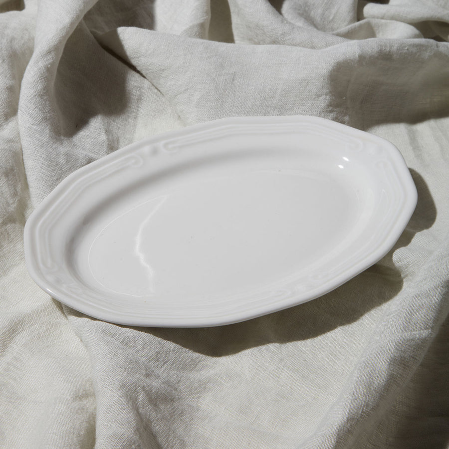 Πιατέλα Οβάλ Athenee Πορσελάνινη Ανάγλυφη 25cm White Estia