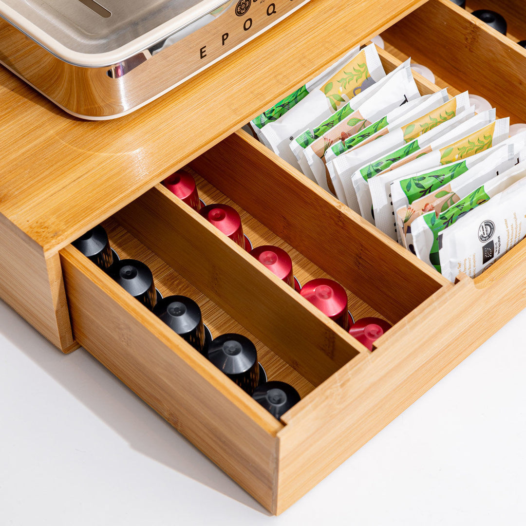 Θήκη Για Κάψουλες Espresso Συρταρωτή Ξύλινη Με 5 Ρυθμιζόμενες Θέσεις Bamboo Essentials Estia
