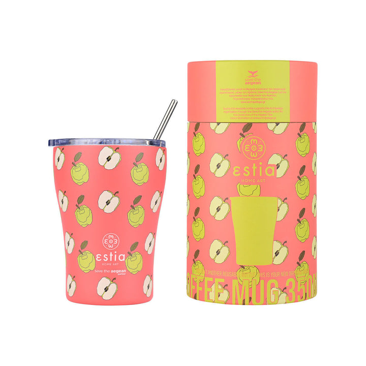 Estia Ποτήρι Θερμός  Save The Aegean 350ml Κοραλί Με Μήλα Apple Odyssey Coffee Mug