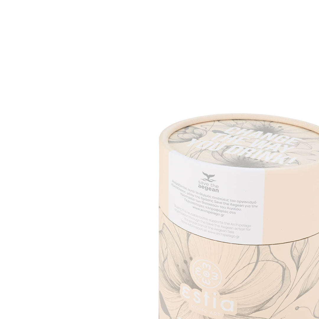 Estia Ποτήρι Θερμός  Save The Aegean 350ml Εκρού Φλοράλ Terra Serenity Coffee Mug