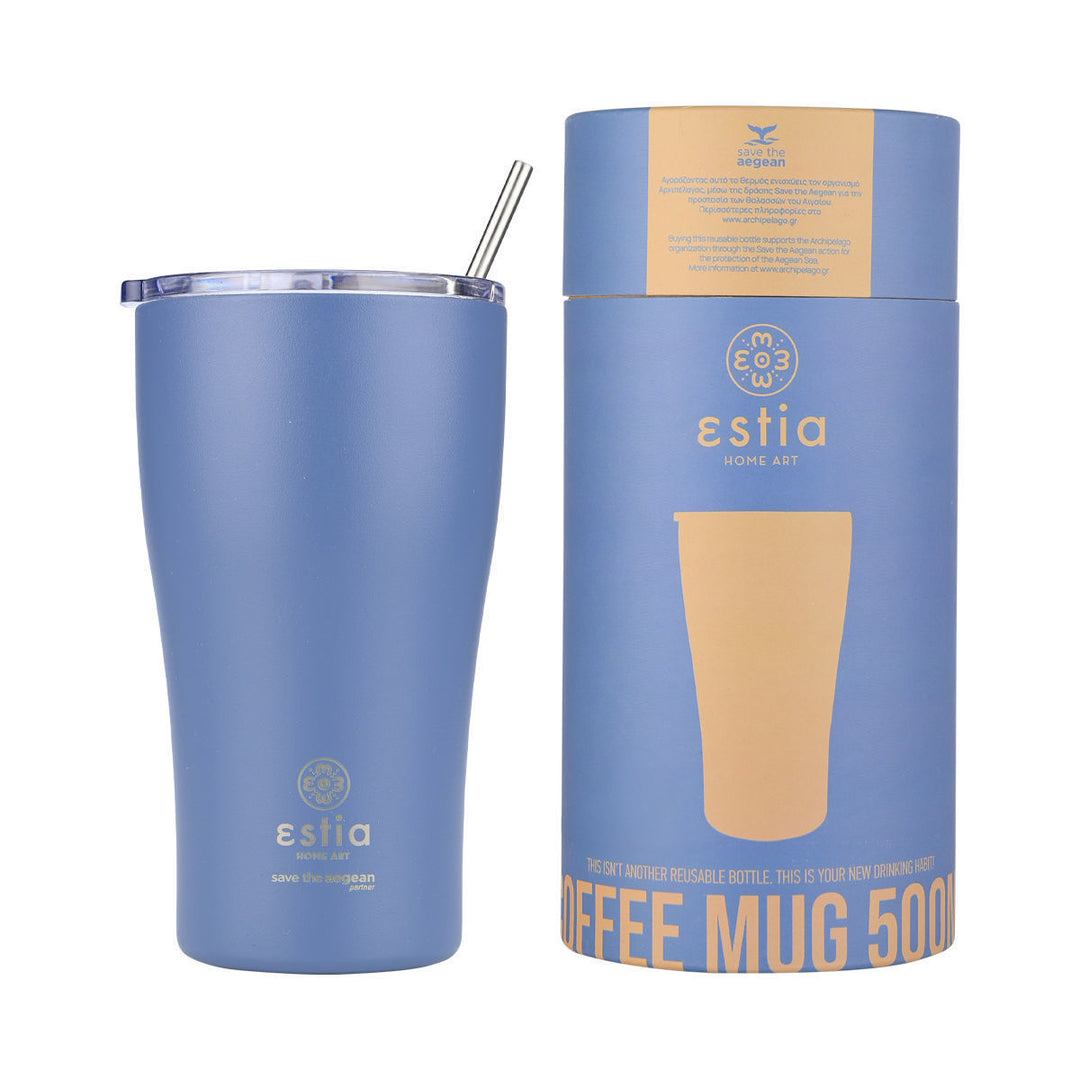 Estia Ποτήρι Θερμός Save The Aegean Μπλε Denim Blue Coffee Mug