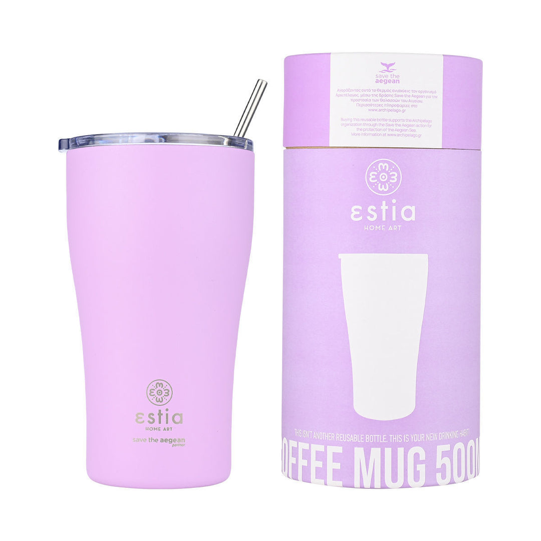 Estia Ποτήρι Θερμός Save The Aegean 350ml Μωβ Lavender Purple Coffee Mug