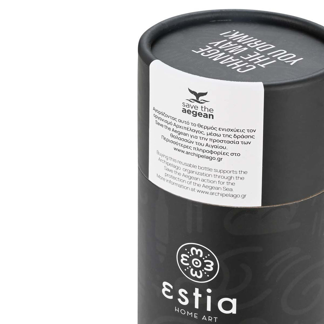 Estia Ποτήρι Θερμός Με Καλαμάκι Save The Aegean 500ml Μαύρο Noir Echo