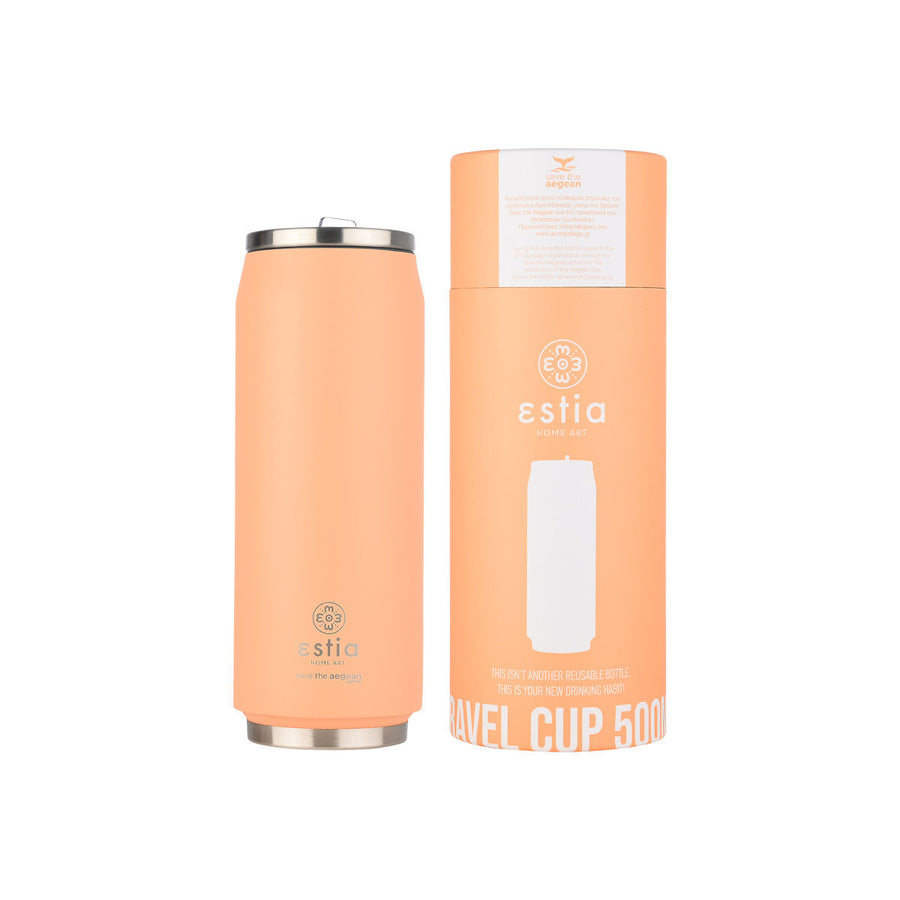 Estia Ποτήρι Θερμός Με Καλαμάκι Save The Aegean 500ml Σομόν Peach Fuzz Travel Cup