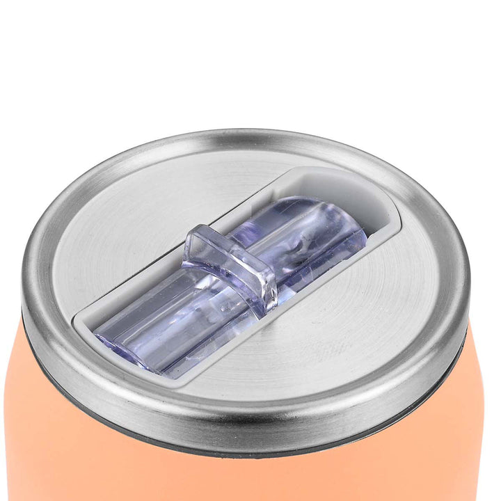 Επάνω όψη του θερμός Estia Home Art Peach Fuzz με διάφανη βαλβίδα ασφαλείας, φωτογραφημένος σε λευκό φόντο.