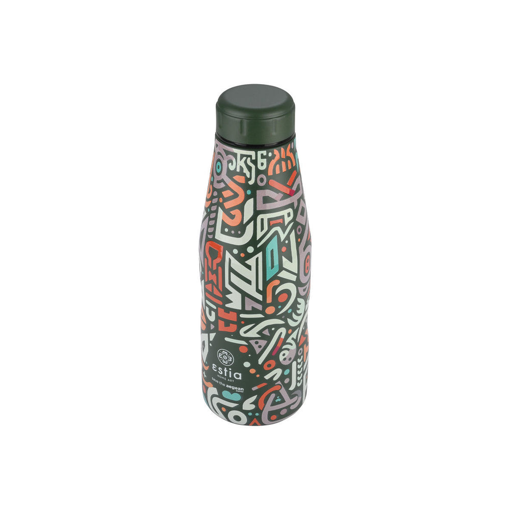 Estia Μπουκάλι Θερμός Save The Aegean 500ml Πολύχρωμα Σχέδια Geovivid Travel Flask