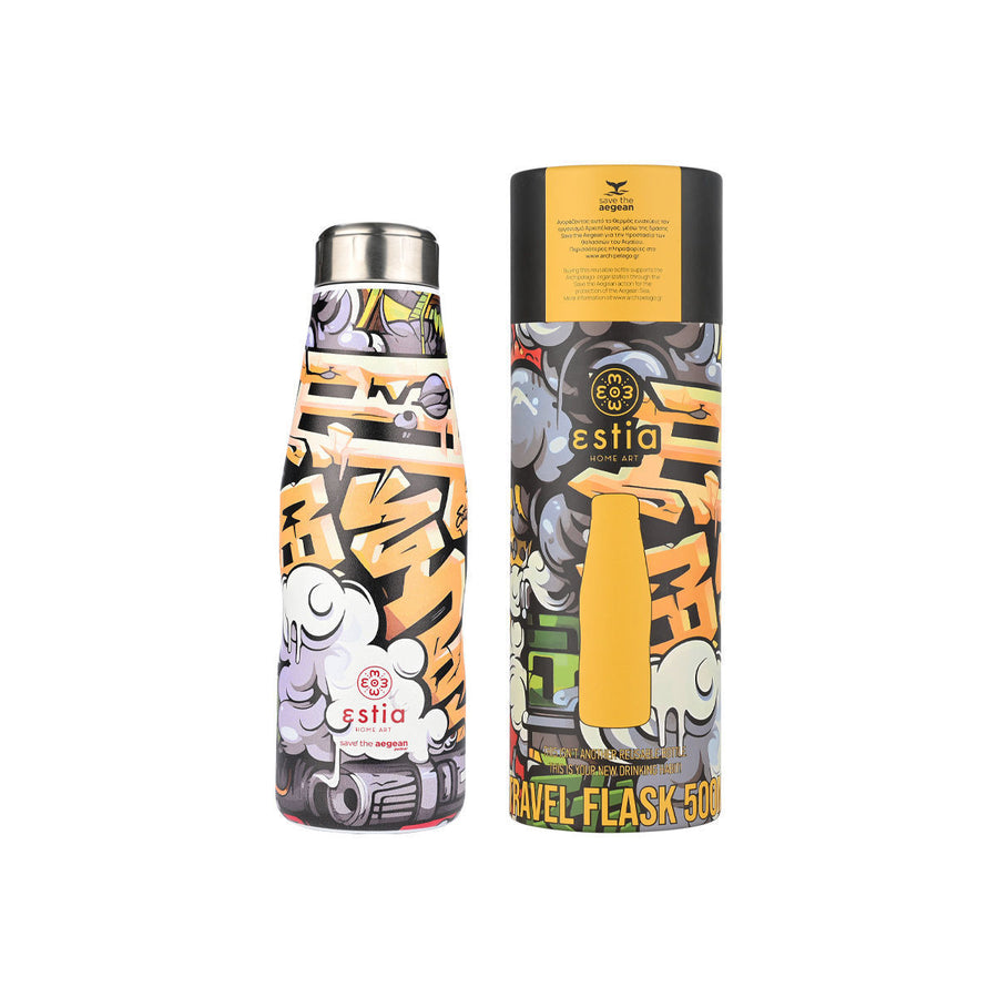 Estia Μπουκάλι Θερμός Save The Aegean 500ml Με Γκράφιτι Graffiti Rhythm Travel Flask