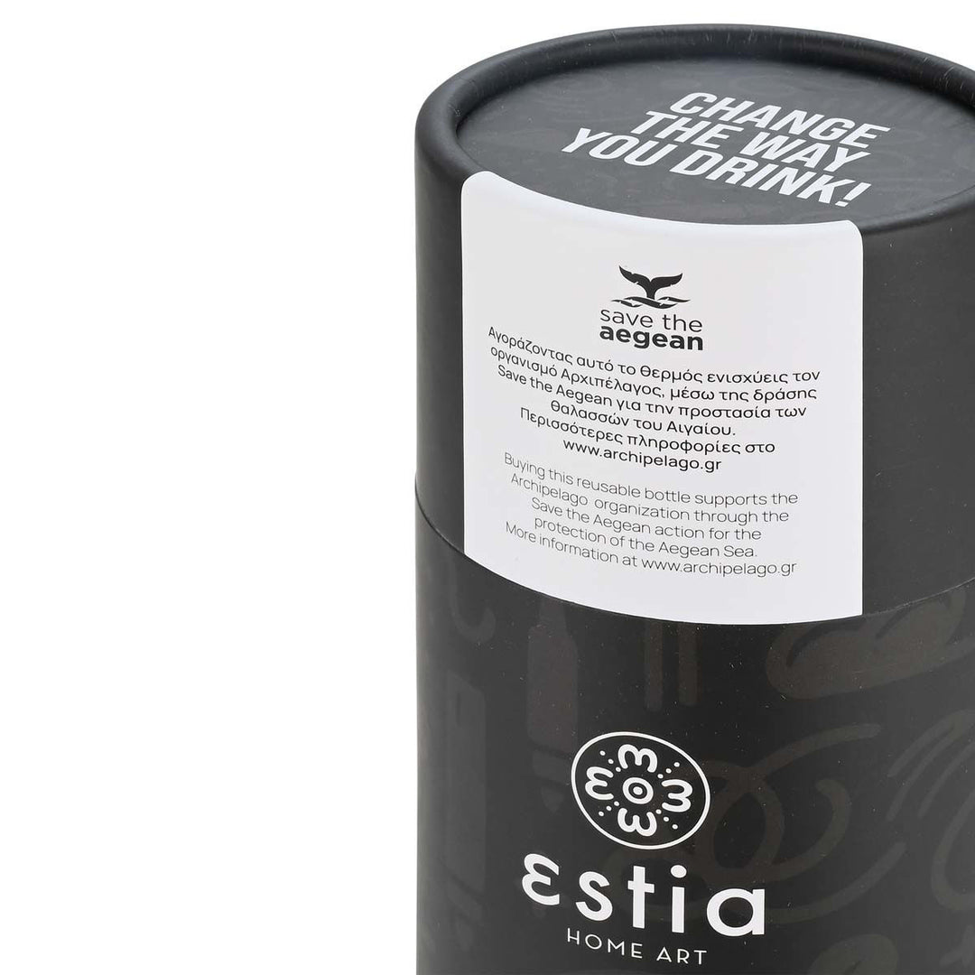 Estia Μπουκάλι Θερμός Save The Aegean 500ml Μαύρο Noir Echo