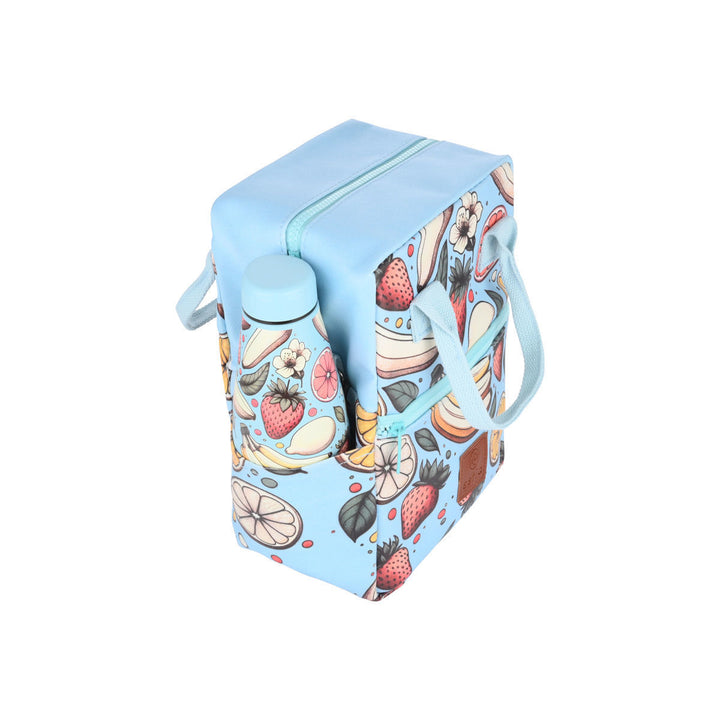 Τσάντα Φαγητού Ισοθερμική 7lt Estia Save The Aegean Γαλάζια Με Φρούτα Subdued Harvest