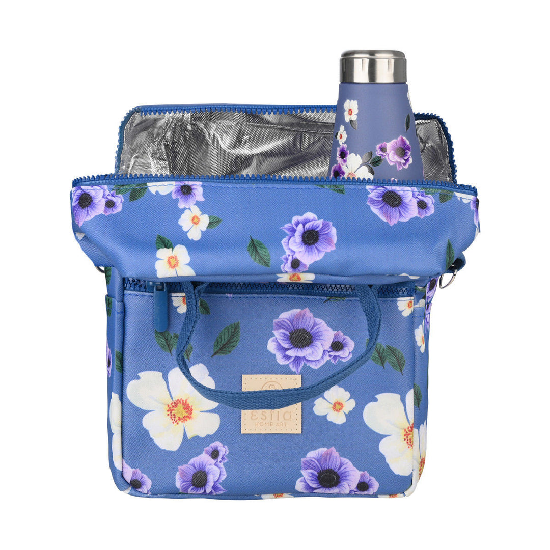 Τσάντα Φαγητού Ισοθερμική 7lt Estia Save The Aegean Μωβ Φλοράλ Garden Blue