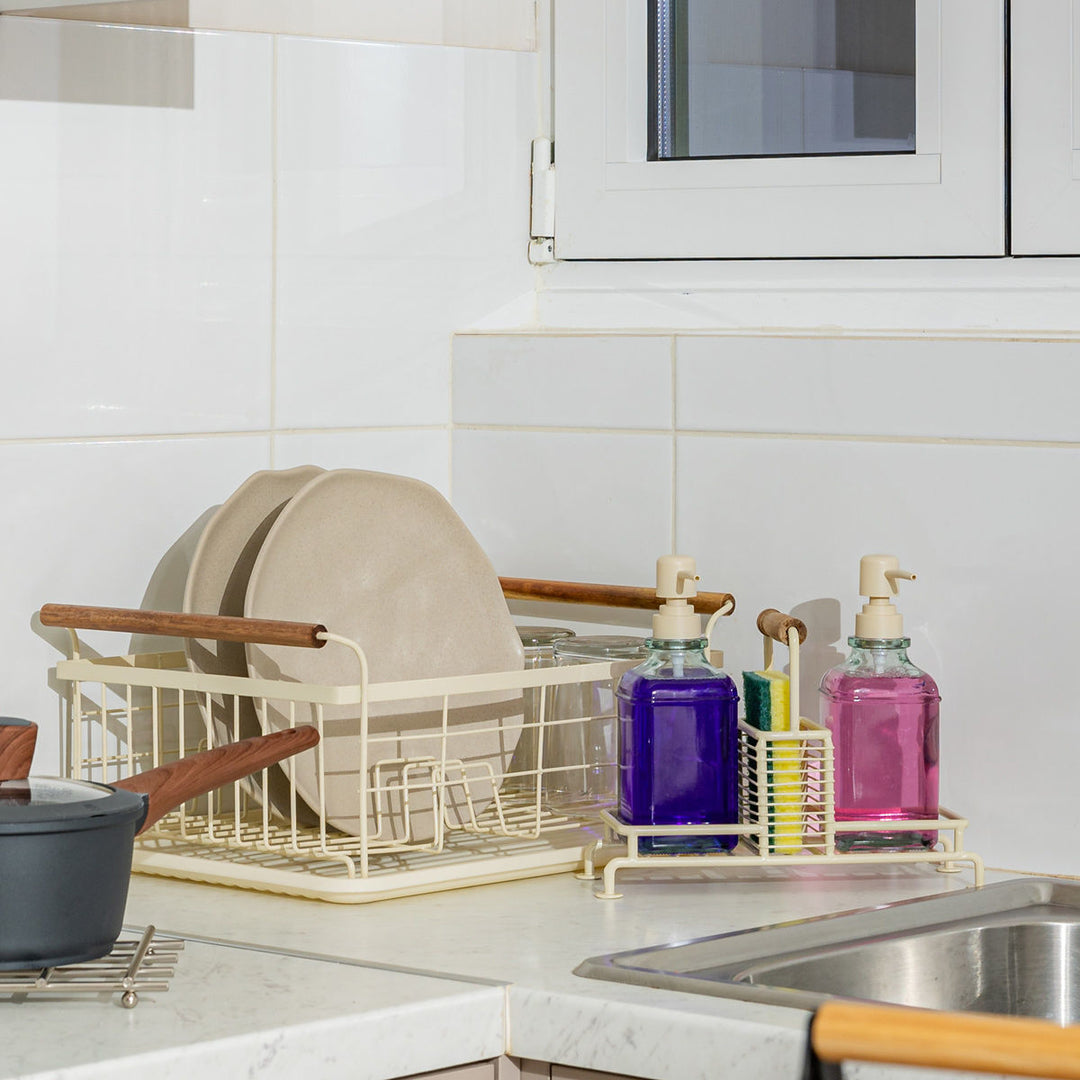 Πιατοθήκη Εκρού Μεταλλική Με Πλαστική Βάση & Λαβές Estia 44X32X20cm