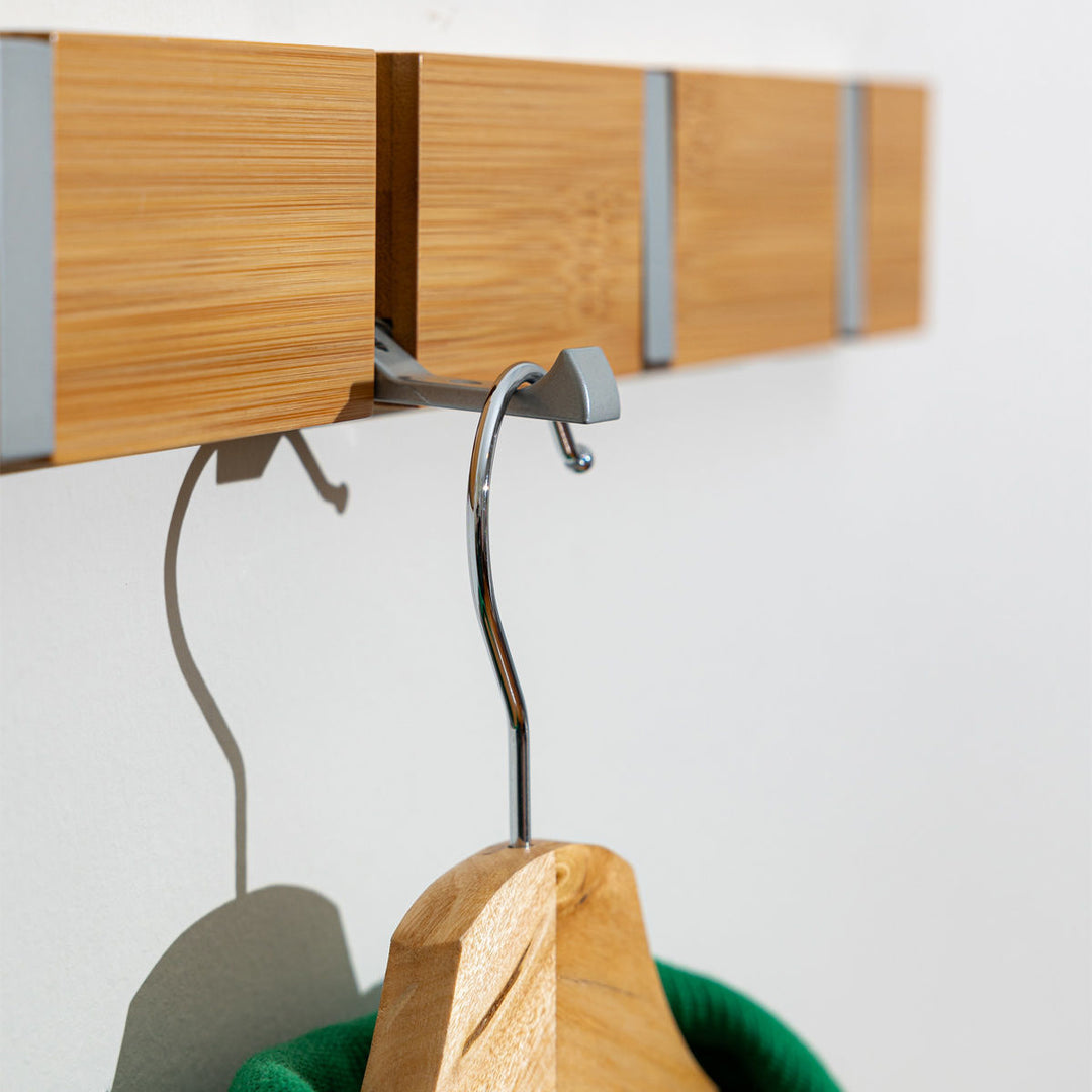 Κρεμάστρα Τοίχου 4 Θέσεων Με Αναδιπλούμενους Γάντζους Ξύλινη Estia