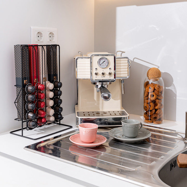 Βάση Για Κάψουλες Και Συσκευασίες Espresso Διπλής Όψεως Μεταλλική Μαύρη Estia