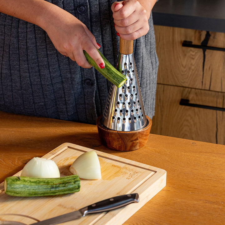 Τρίφτης Κωνικός Ανοξείδωτος Με Ξύλινο Δοχείο Allure Estia