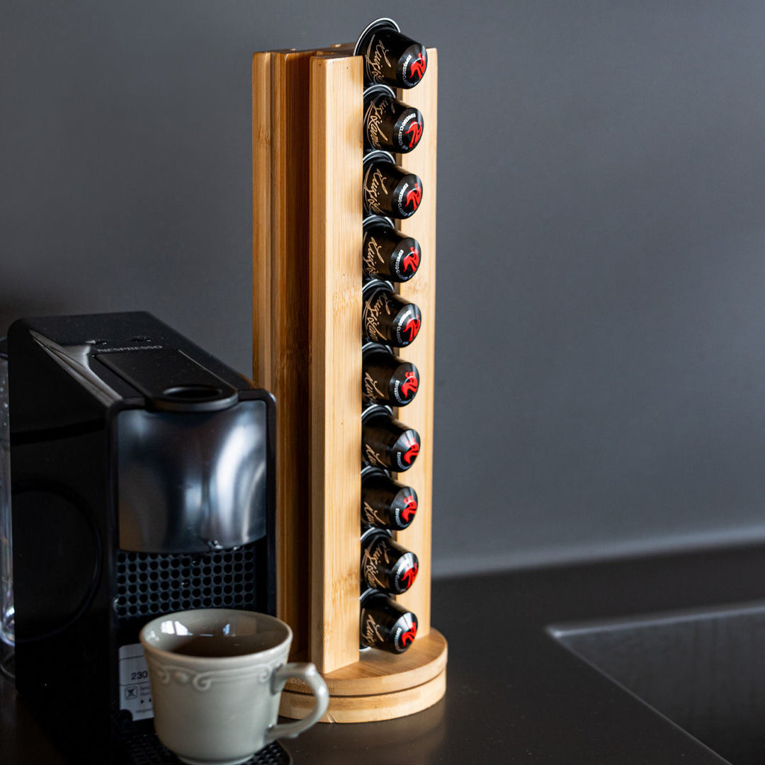 Βάση Για Κάψουμες Espresso Περιστρεφόμενη Ξύλινη 36 Θέσεων Bamboo Essentilas Estia