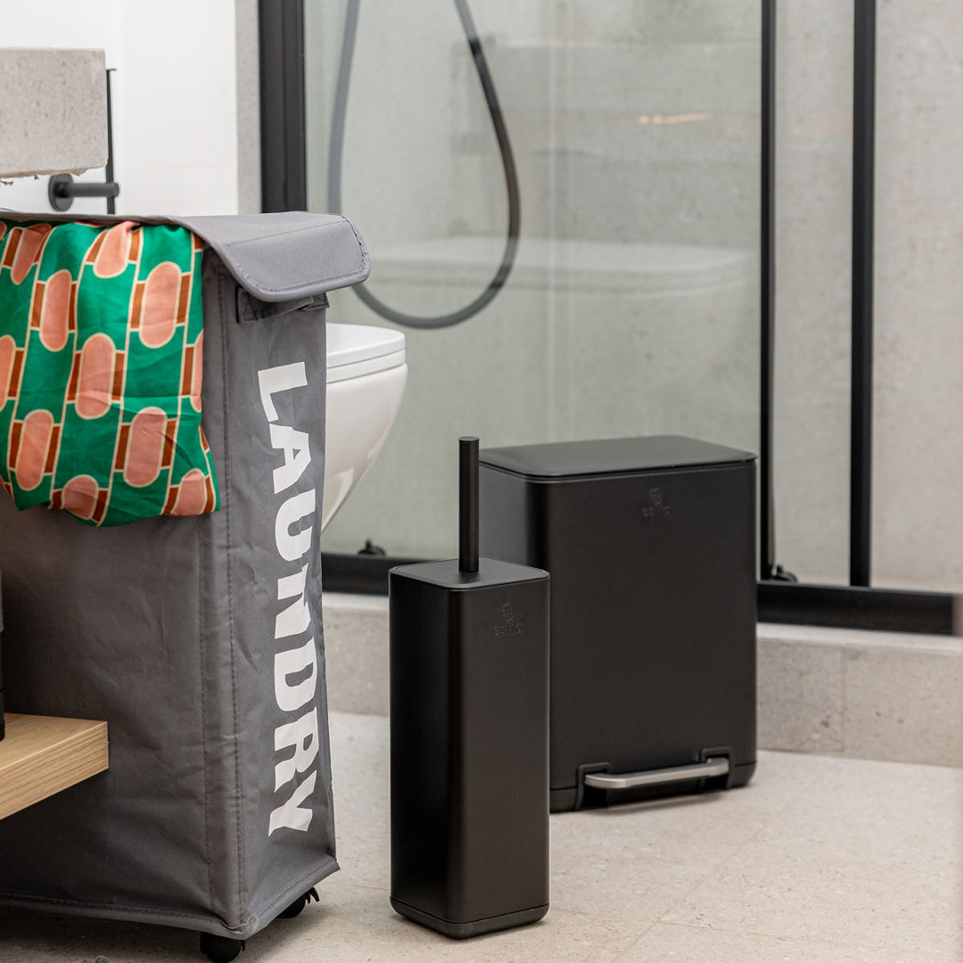 Καλάθι Μπάνιου Μαύρο Ορθογώνιο Από Ανοξείδωτο Ατσάλι 6lt Estia