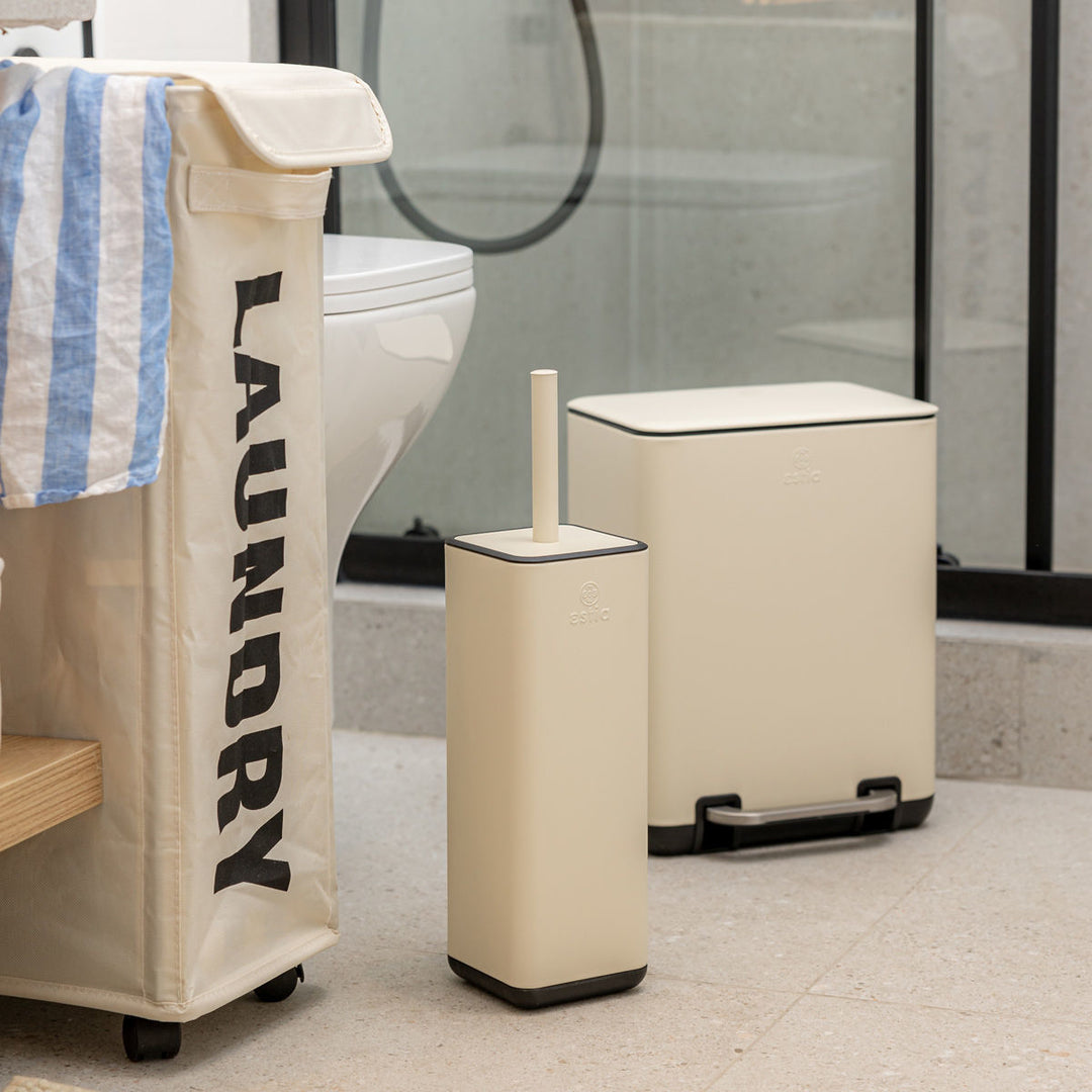 Καλάθι Μπάνιου Εκρού Ορθογώνιο Από Ανοξείδωτο Ατσάλι 6lt Estia