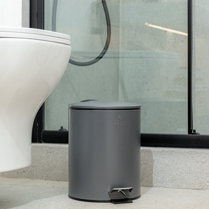 Καλάθι Μπάνιου Ματ Γκρι Μεταλλικό 5lt Estia