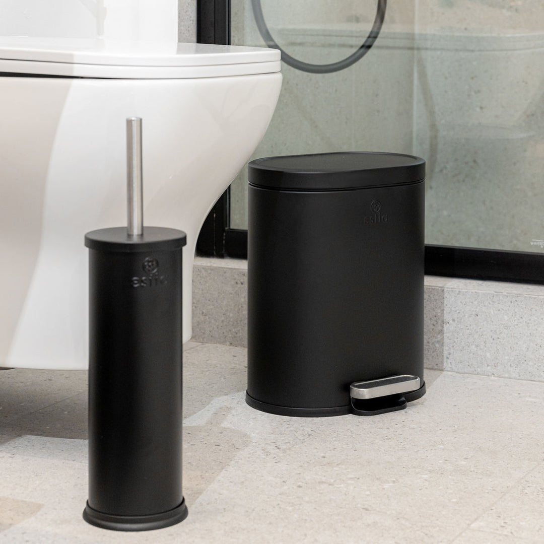 Καλάθι Μπάνιου Μαύρο Από Ανοξείδωτο Ατσάλι 6lt Estia