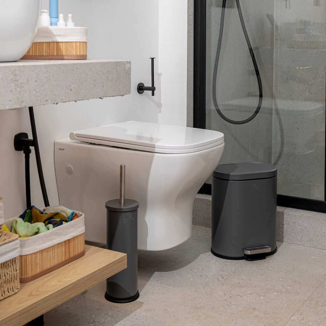 Καλάθι Μπάνιου Γκρι Από Ανοξείδωτο Ατσάλι 6lt Estia