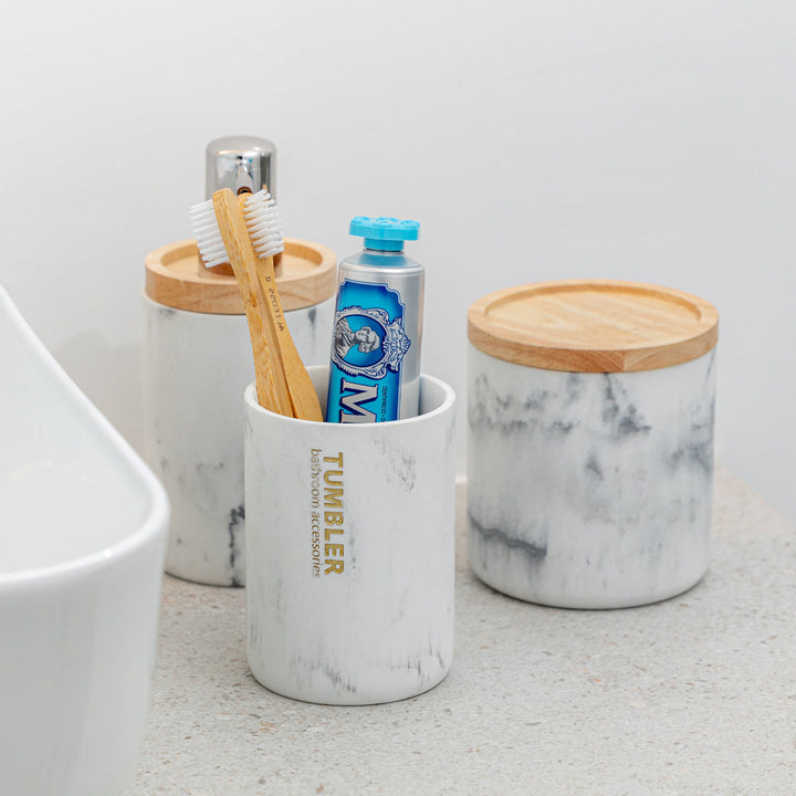 Estia Δοχείο Κρεμοσάπουνου Ρητίνης Λευκό 360ml Marble