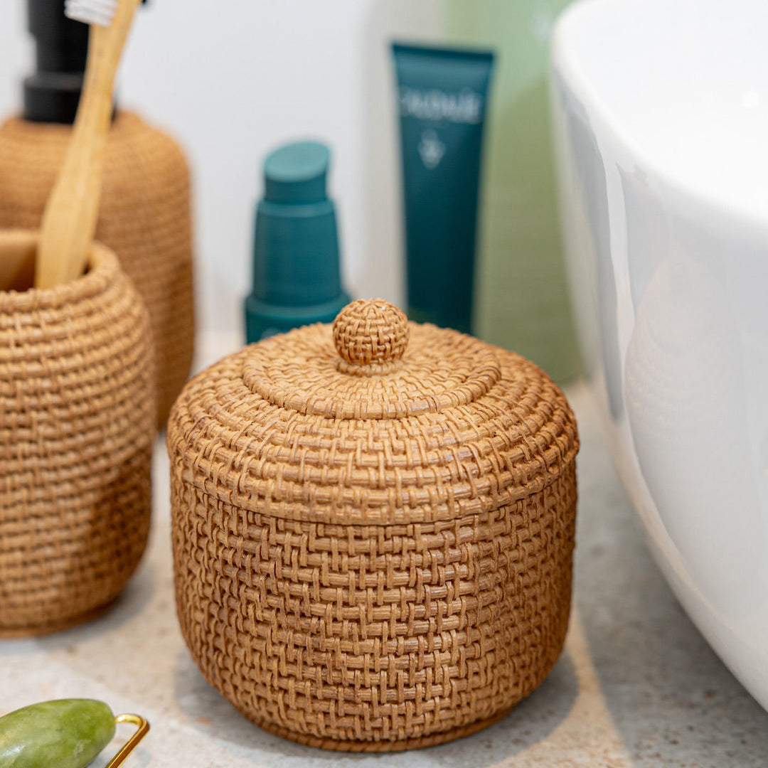 Estia Δοχείο Για Βαμβάκι/Μπατονέτες Ρητίνης Καφέ Rope