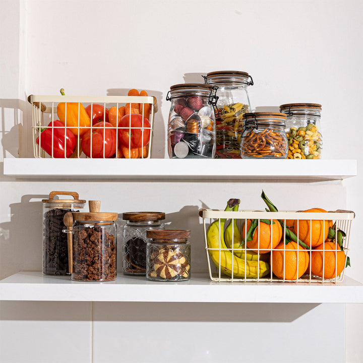 Καλάθι Οργάνωσης Μεταλλικό Με Ξύλινες Λαβές 33x22 Ivory Allure Estia