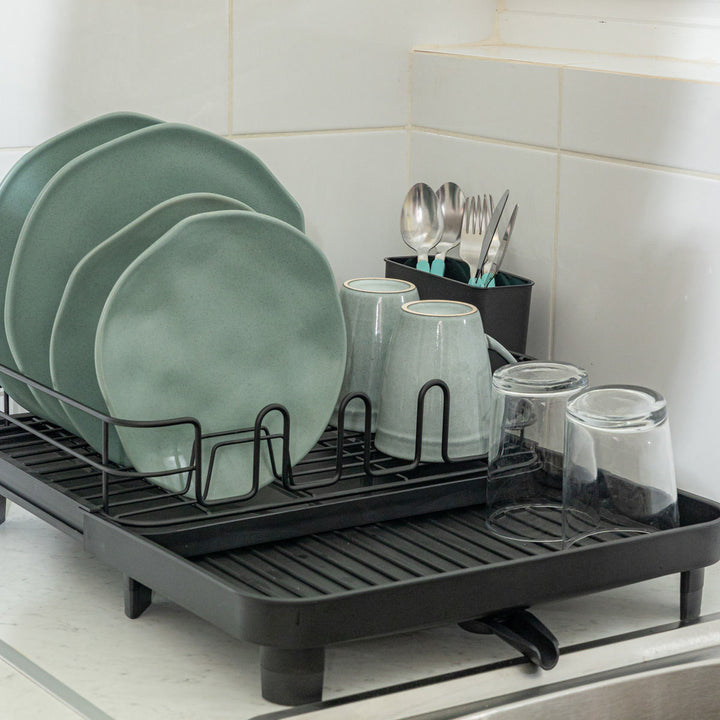 Πιατοθήκη Μεταλλική Με Πλαστική Αναπτυσσόμενη Βάση Μαύρη Estia 41X32X15cm