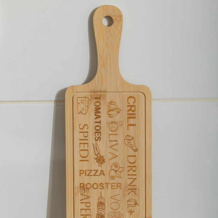 Πλατώ Σερβιρίσματος Bamboo Με Χαραγμένες Λέξεις Φαγητών Estia 44X12cm