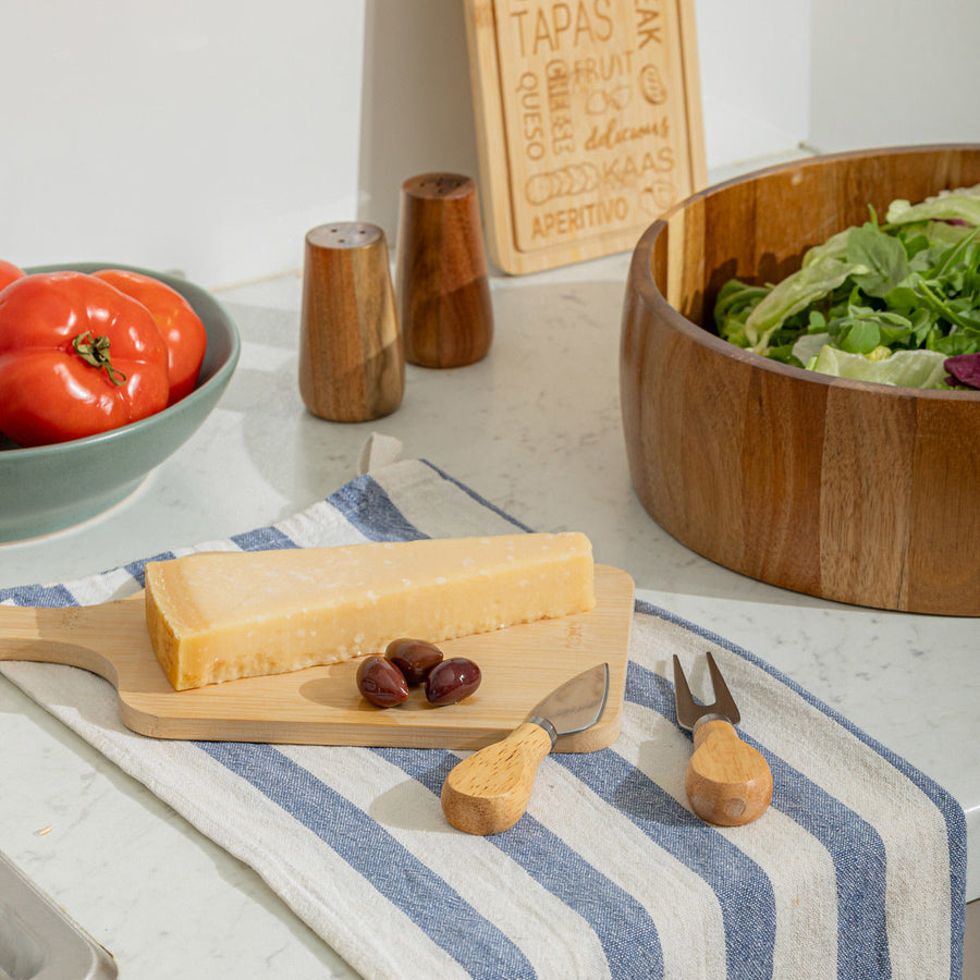 Πλατώ Σερβιρίσματος Bamboo Με 2 Μαχαίρια Τυριού Estia 5X14cm