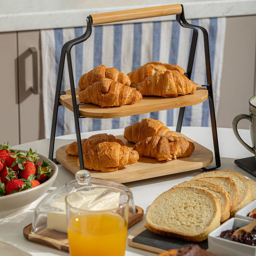 Δίσκος Σερβιρίσματος Bamboo Διόροφος Estia 20X26X28cm