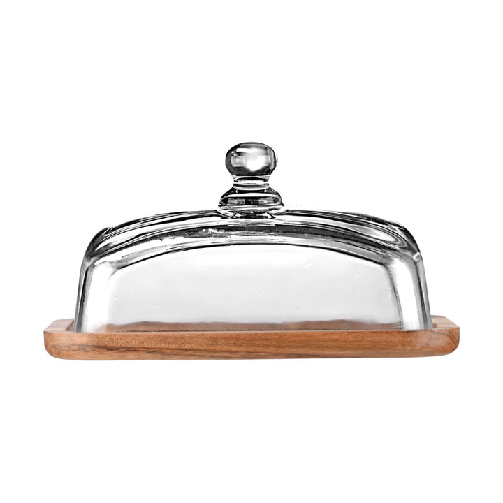 Βάση Τυριών Ξύλινη Με Γυάλινο Καπάκι Ορθογώνια 18.5x12.8x10cm Allure Estia