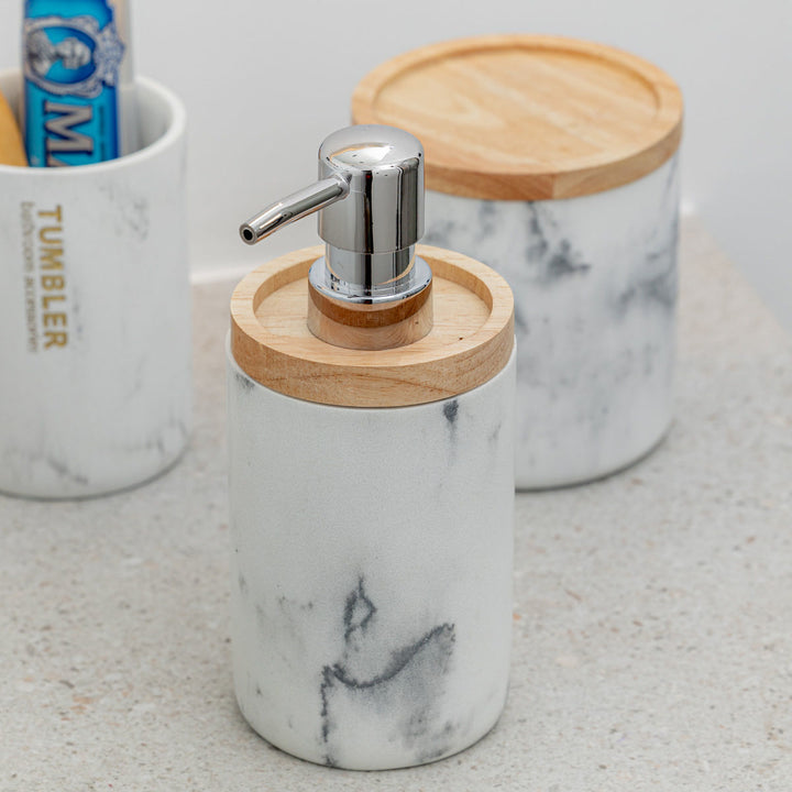 Estia Δοχείο Κρεμοσάπουνου Ρητίνης Λευκό 360ml Marble