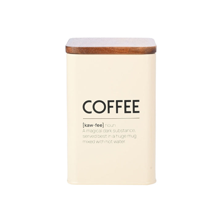 Μεταλλικό Δοχείο Για Καφέ Εκρού Με Ξύλινο Καπάκι Estia Allure