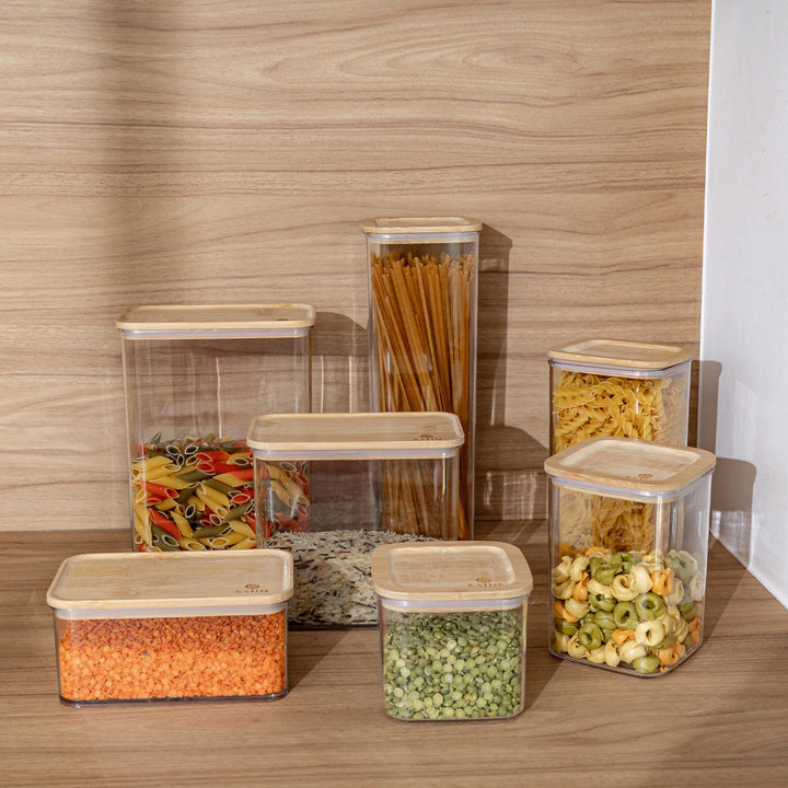 Δοχείο Αποθήκευσης Διάφανο Πλαστικό Με Αεροσταγές Bamboo Καπάκι 1650ml Estia