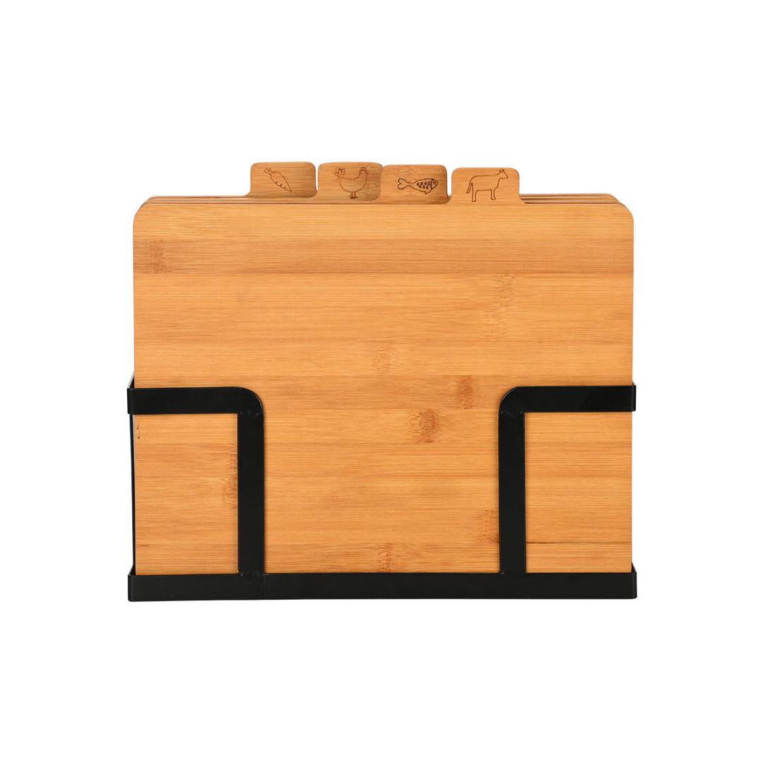 Ξύλα Κοπής Σετ 4τμχ Με Μεταλλική Βάση Bamboo Essentials Estia 28,5x7cm