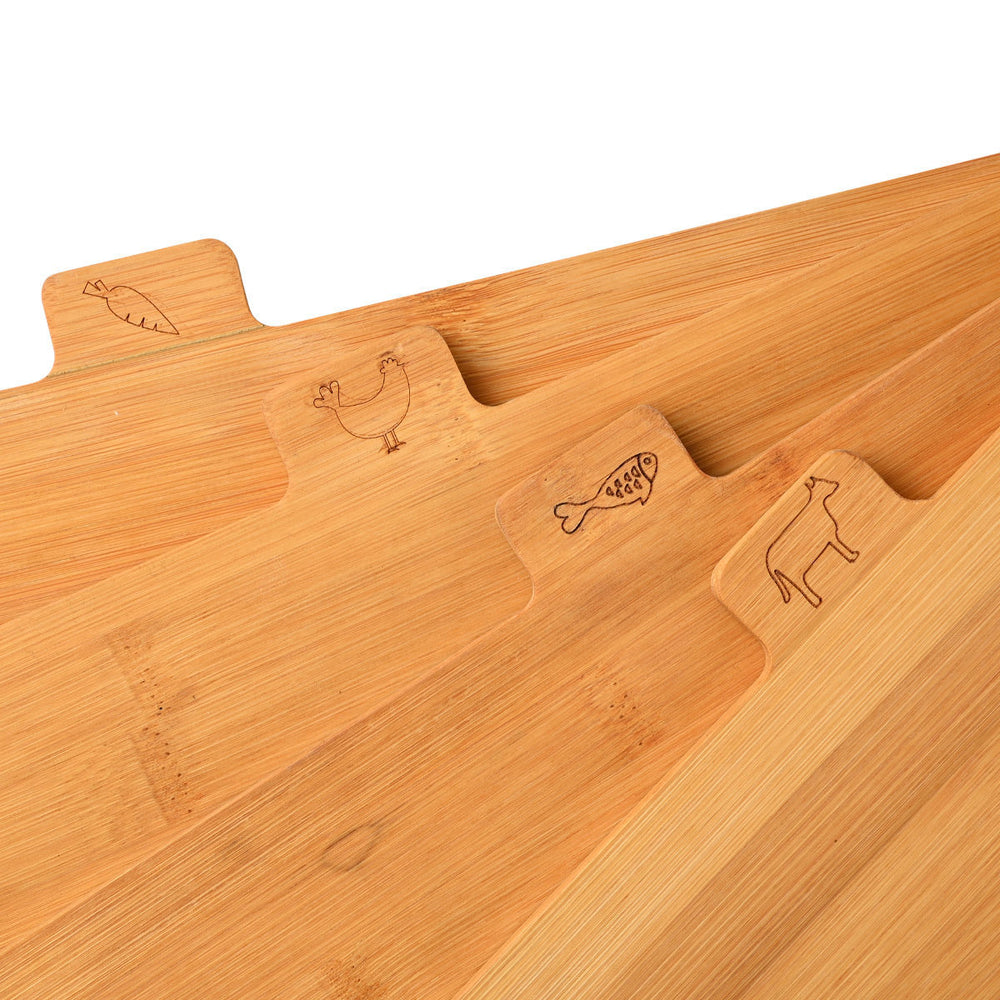 Ξύλα Κοπής Σετ 4τμχ Με Μεταλλική Βάση Bamboo Essentials Estia 28,5x7cm