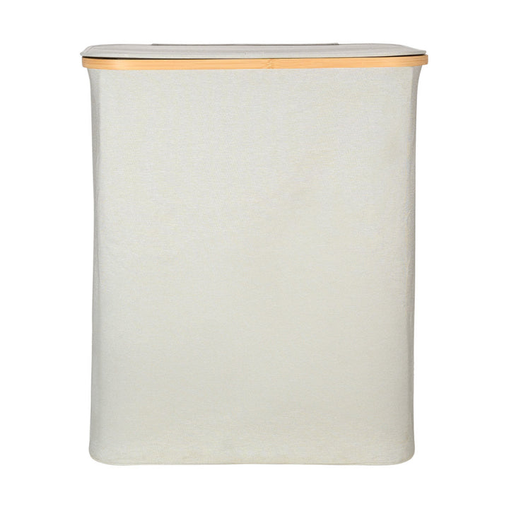 Καλάθι Απλύτων Γκρι 144lt Με Καπάκι Και 2 Mesh Bags 56x37x68cm Bamboo Essentials Estia