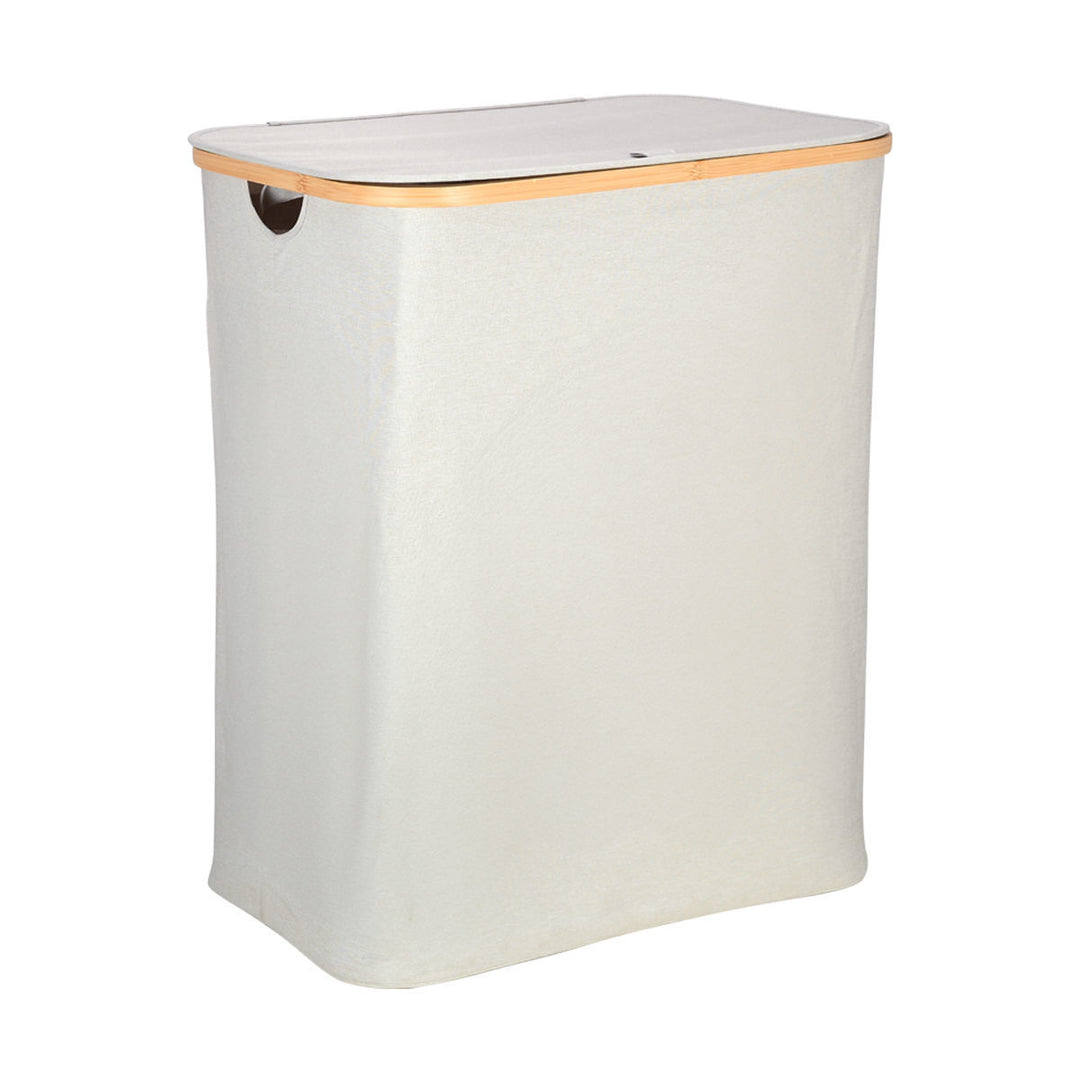 Καλάθι Απλύτων Γκρι 144lt Με Καπάκι Και 2 Mesh Bags 56x37x68cm Bamboo Essentials Estia