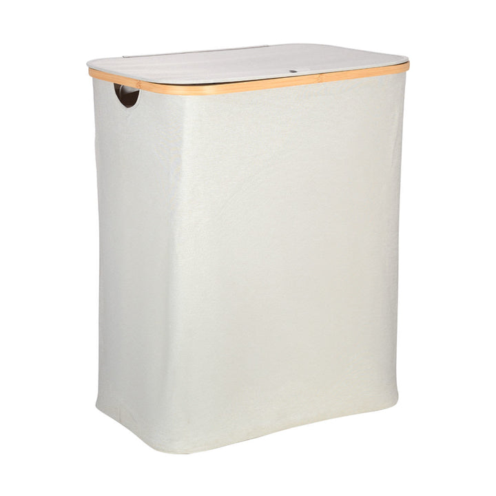 Καλάθι Απλύτων Γκρι 144lt Με Καπάκι Και 2 Mesh Bags 56x37x68cm Bamboo Essentials Estia