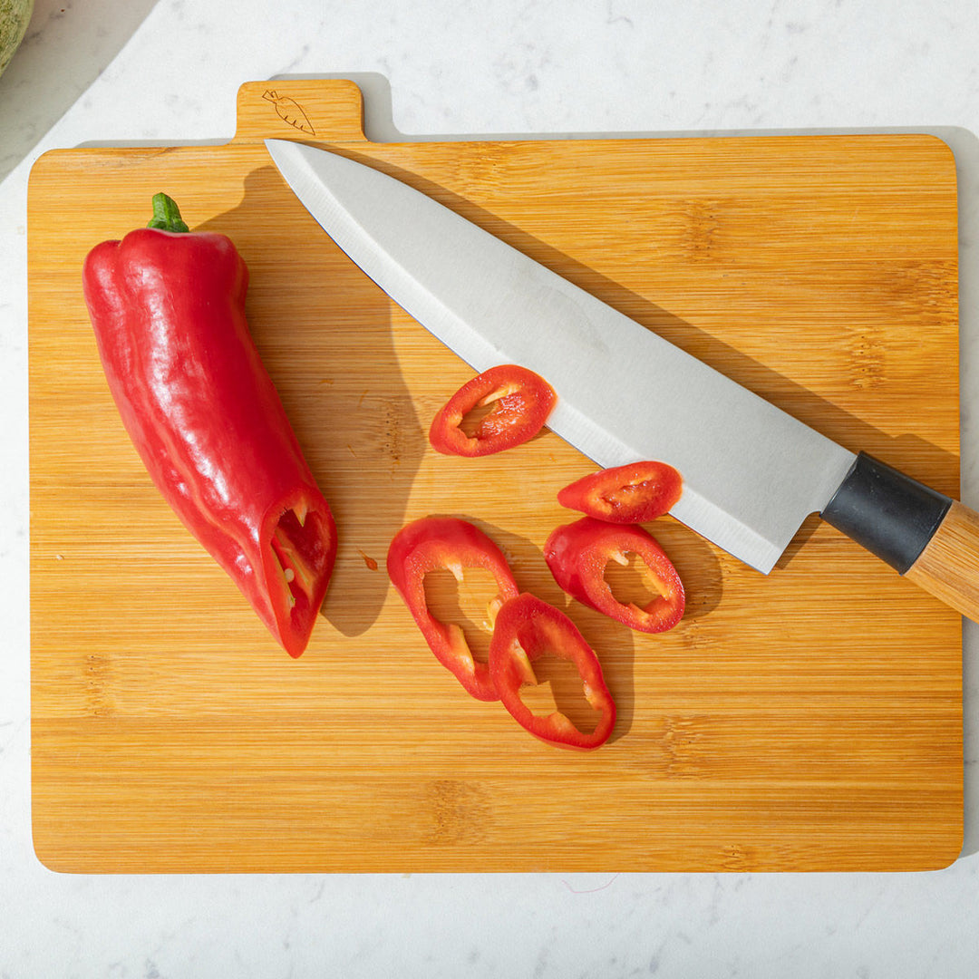 Ξύλα Κοπής Σετ 4τμχ Με Μεταλλική Βάση Bamboo Essentials Estia 28,5x7cm