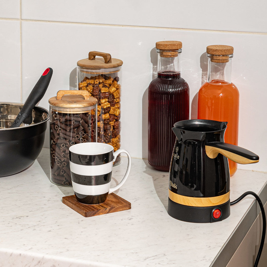 Μπρίκι Ηλεκτρικό Μαύρο Με Αντιθερμικά Τοιχώματα & Αποσπώμενη Βάση Estia 1000w