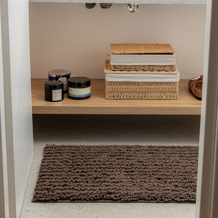 Πατάκι Μπάνιου Πολυεστέρα Καφέ 80x50cm Shaggy Estia
