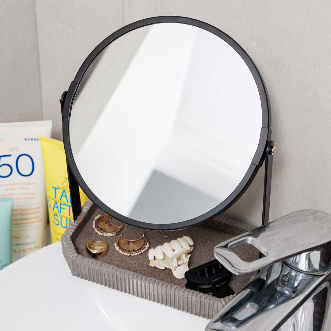 Καθρέφτης Επιτραπέζιος Με Βάση Ρητίνης Μαύρο/Γκρι Estia