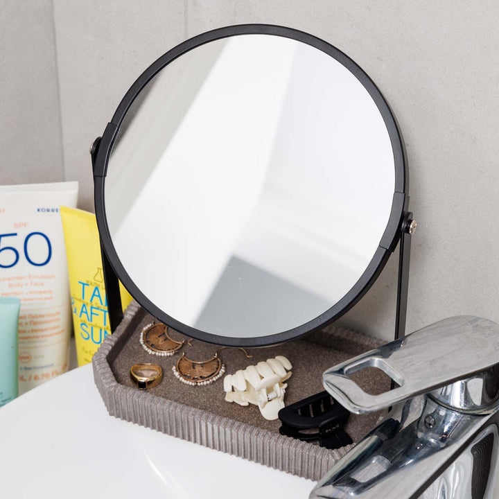 Καθρέφτης Επιτραπέζιος Με Βάση Ρητίνης Μαύρο/Γκρι Estia