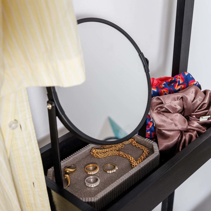 Καθρέφτης Επιτραπέζιος Με Βάση Ρητίνης Μαύρο/Γκρι Estia