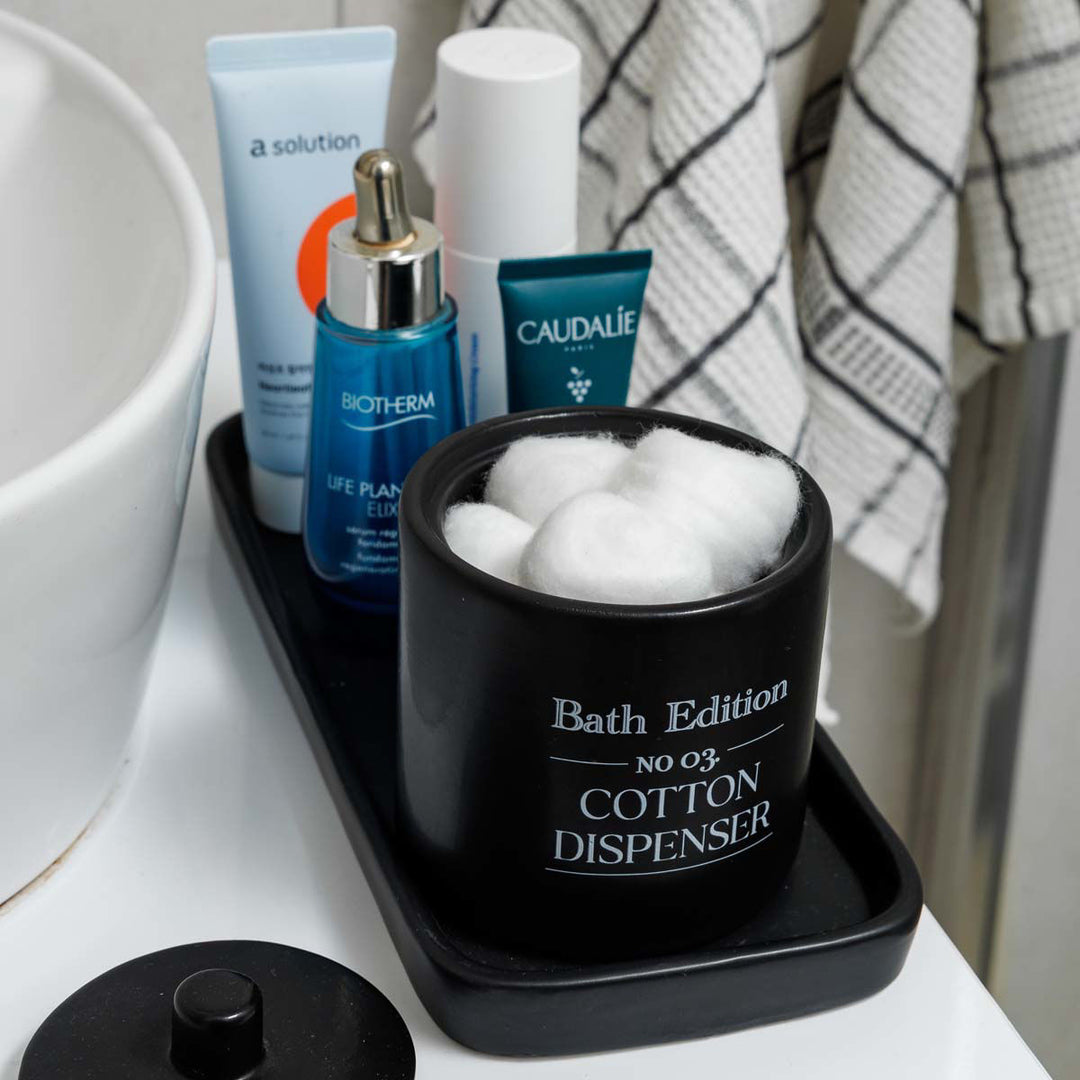 Estia Δοχείο Για Βαμβάκι Μαύρο Stoneware Myst