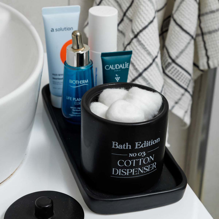 Estia Δοχείο Για Βαμβάκι Μαύρο Stoneware Myst