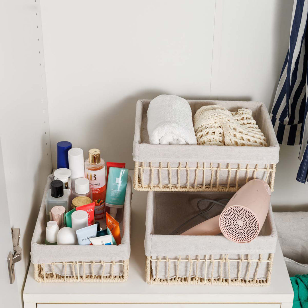 Καλάθι Αποθήκευσης & Οργάνωσης Μπεζ 36x27x13cm Nest Estia